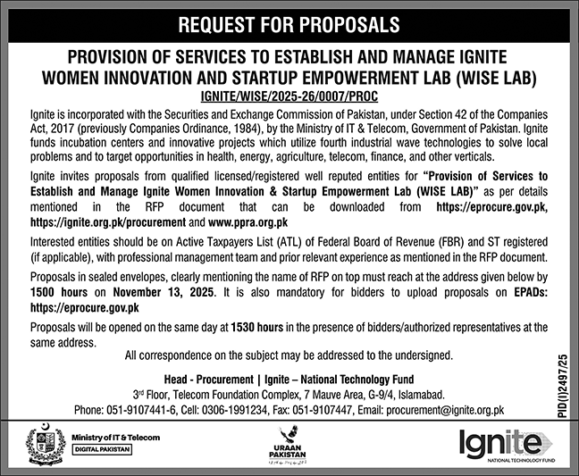 Ministry of IT & Telecom Tender Notice